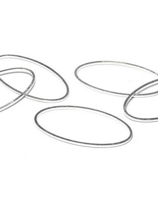 Link din alama, oval, argintiu, 16x9 mm