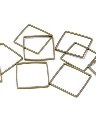 Link din alama, patrat, bronz, 14x14 mm