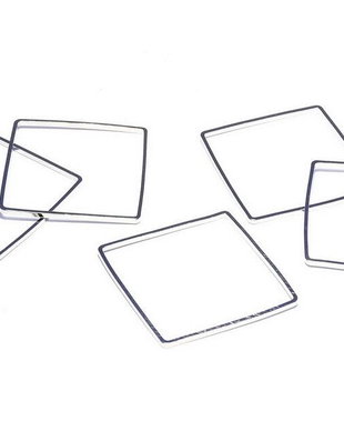 Link din alama, patrat, platina, 20x20 mm