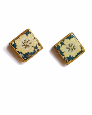 Cercei "Vintage Flower" din lut polimeric si rasina epoxidica