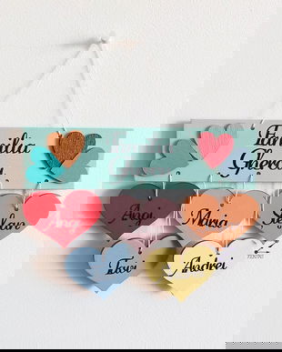 Ornament familie, decoratiune membrii familiei, ornament personalizat familie, ornament inimi, decoratiune inimioare