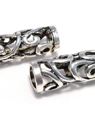 Distantier tubular, argintiu antichizat, 31x11 mm