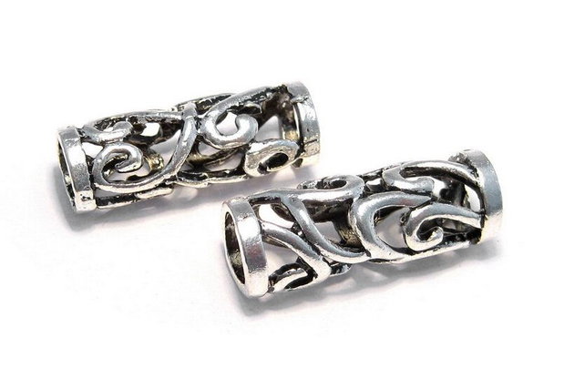 Distantier tubular, argintiu antichizat, 31x11 mm