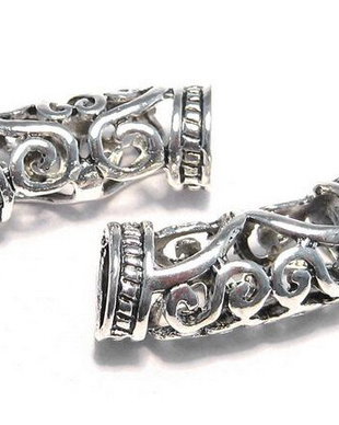 Distantier tubular, argintiu antichizat, 26x10 mm