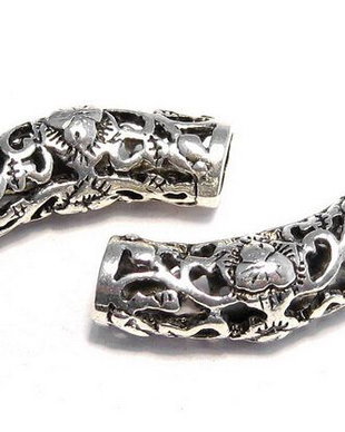 Distantier tubular, argintiu antichizat, 23x6 mm