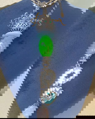 SUPERB COLIER MODEL ORIENTAL STICLA,STRASURI ,METAL,EMAIL ,C.A R.O SEMNAT XXL