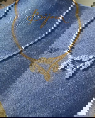 COLIER VINTAGE CIOCANIT MANUAL METAL ARGINTAT SI CRISTALE FIRMA AVANTAGE PARIS