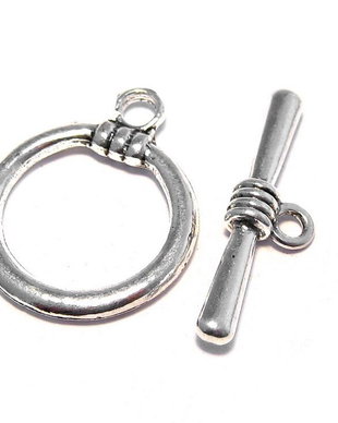 Inchizatoare toggle, argintiu antichizat, 21x17 mm