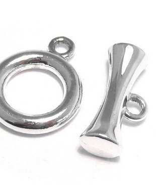 Inchizatoare toggle, argintiu antichizat, 20.5x16.5 mm