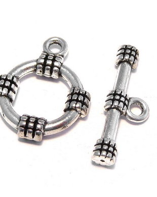 Inchizatoare toggle, argintiu antichizat, 19x15 mm