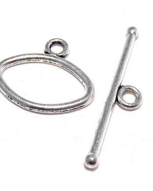 Inchizatoare toggle, argintiu antichizat, 19x17 mm