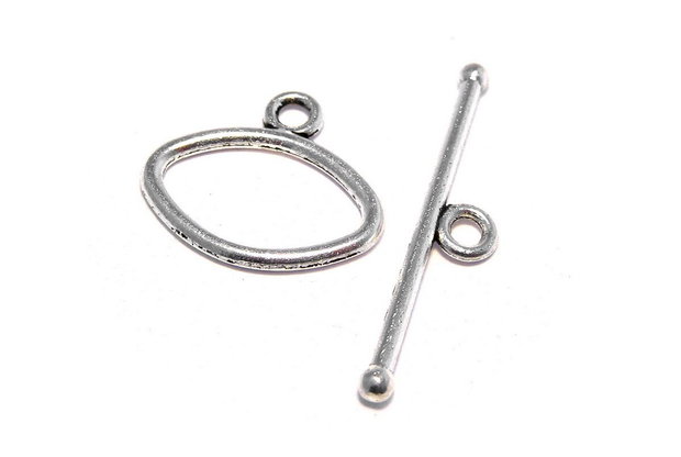 Inchizatoare toggle, argintiu antichizat, 19x17 mm