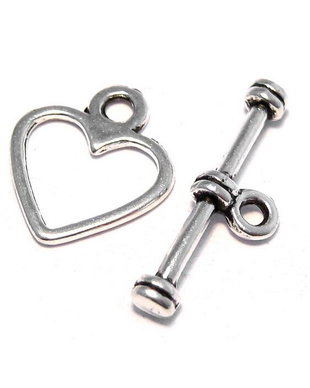 Inchizatoare toggle, argintiu antichizat, 14x12 mm