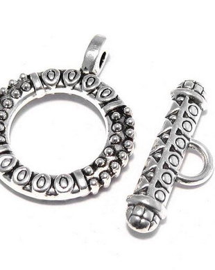 Inchizatoare toggle, argintiu antichizat, 23.5x19 mm