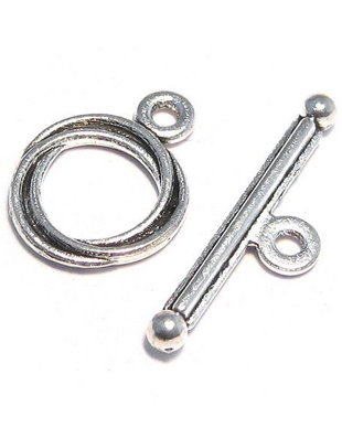 Inchizatoare toggle, argintiu antichizat, 17x13 mm