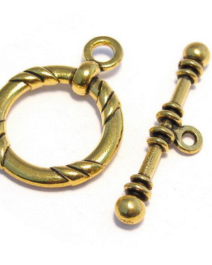 Inchizatoare toggle, auriu antichizat, 28x21 mm