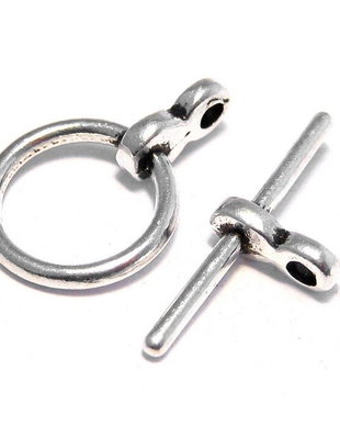 Inchizatoare toggle, argintiu antichizat, 12x1.5 mm