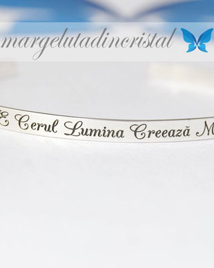 Bratara fixa de dama / Personalizata Gravura Text / Argint 925