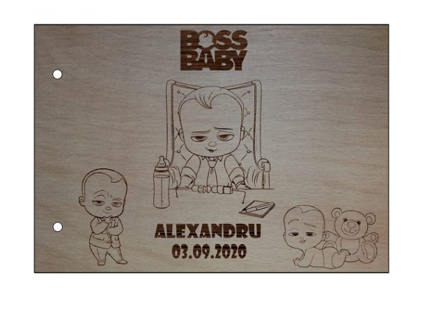 Coperta lemn Guest book Baby Boss, 21x30cm