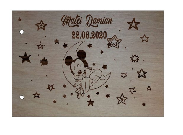 Coperta lemn Guest book Mickey, 21x30cm