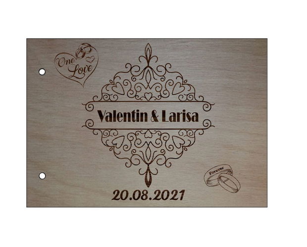 Coperta lemn Guest book, 21x30cm