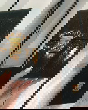 GEANTA PIELE NATURALA REPTILA NEAGRA