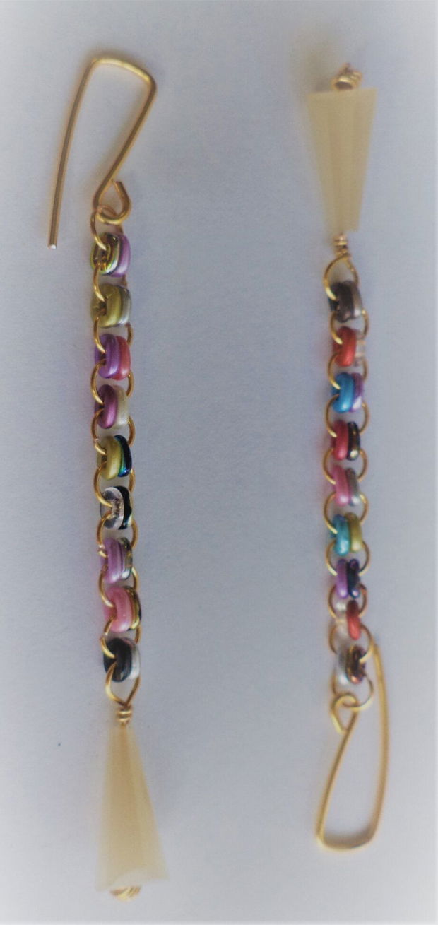 Cercei din sarma cristale tip swarowski si one bead multicolore