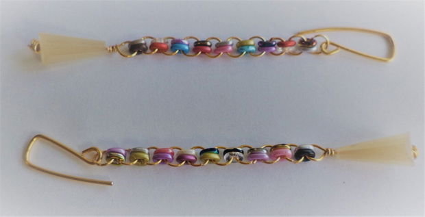 Cercei din sarma cristale tip swarowski si one bead multicolore