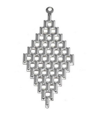 Pandantiv metalic filigranat, platina, 45x20 mm