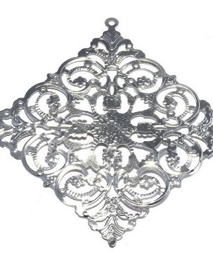 Pandantiv metalic filigranat, platina, 75x72 mm