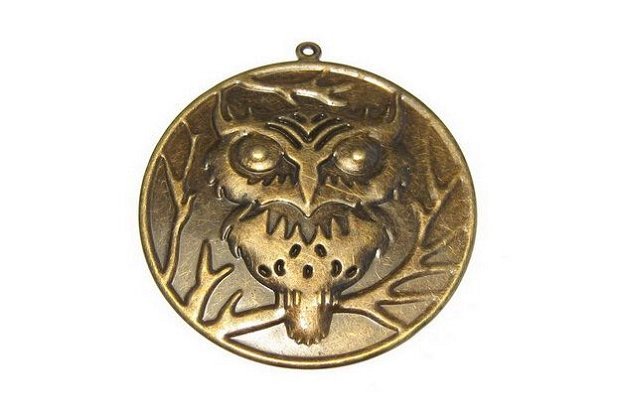 Pandantiv metalic filigranat, antic bronze, 60 mm