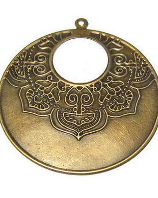 Pandantiv metalic filigranat, antic bronze, 58 mm
