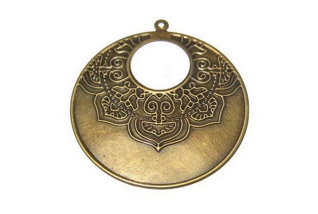 Pandantiv metalic filigranat, antic bronze, 58 mm