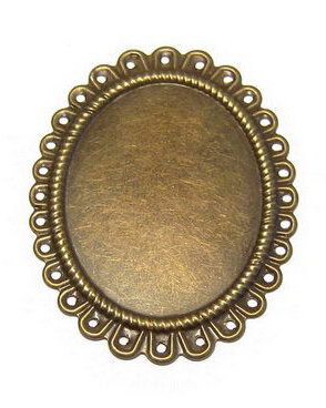 Pandantiv metalic filigranat, antic bronze, 53x40 mm