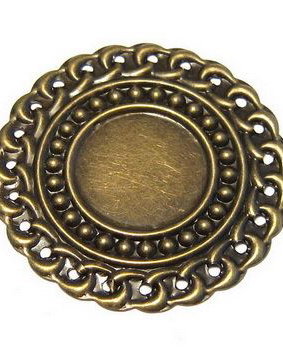 Pandantiv metalic filigranat, antic bronze, 41 mm