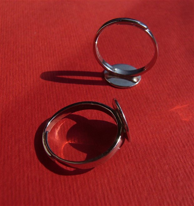 Baza inel reglabila din argint .925 rodiat cu platou rotund mare de diametru aprox 11.5 mm pentru lipit