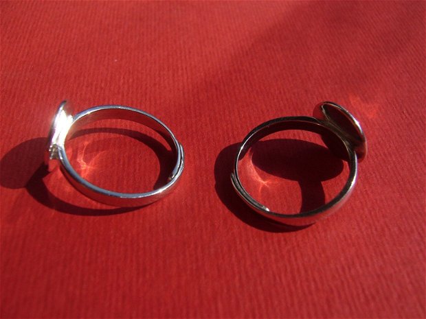 Baza inel reglabila din argint .925 rodiat cu platou rotund mare de diametru aprox 11.5 mm pentru lipit