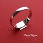 Baza inel reglabila din argint .925 rodiat cu platou patrat de 8x8 mm pentru lipit