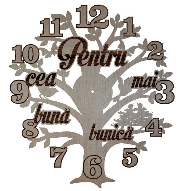 Ceas personalizat pentru bunica, Lemn, 40x36cm, CMB002