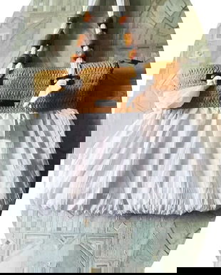 geanta de vara alba , matase si trestie , noua