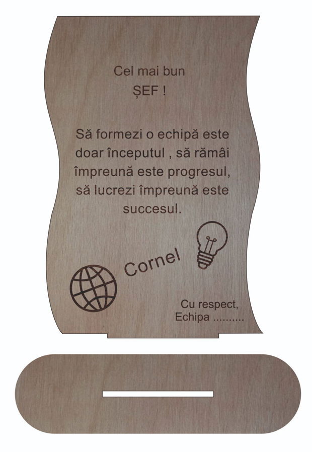 Decoratiune Cadou, Sef, Personalizata, Lemn, 21x14cm, DCSF001