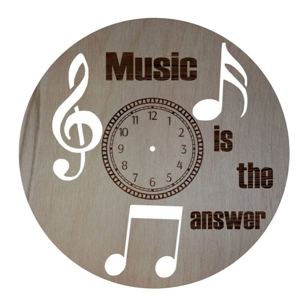 Ceas "Music is the answer", Lemn, 40cm CU025