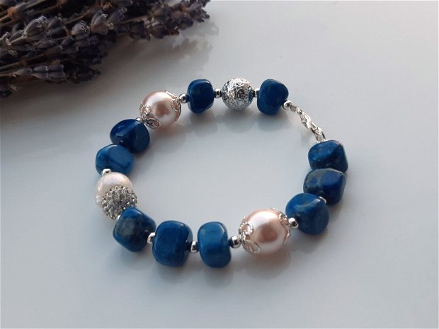 Bratara blue agat&perle