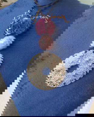 SUPERB COLIER SIMBOL MASONIC XXL STICLA MURANO SI CERAMICA