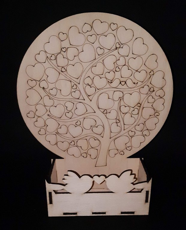 Cutie mica decorativa- Model Copac cu inimi