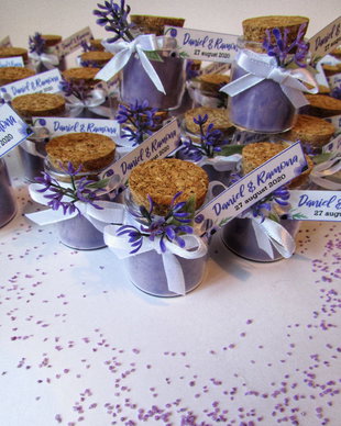 Mărturii nuntă lumânare parfumată, aromă de lavanda, Kandor Special Gifts
