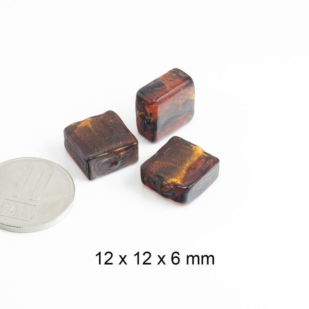 Lampwork, 12 x 12 x 6 mm, I-07