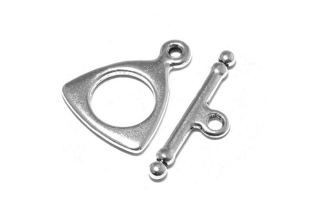 Inchizatoare toggle, argintiu antichizat, 19x16 mm