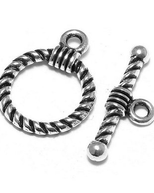 Inchizatoare toggle, argintiu antichizat, 19x14 mm