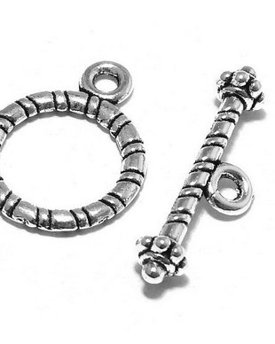 Inchizatoare toggle, argintiu antichizat, 16.5x13 mm